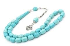 Gümüş Kaplama Kamçılı Kapsül Turkuaz Katalin Tesbih