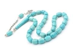 Gümüş Kaplama Kamçılı Kapsül Turkuaz Katalin Tesbih
