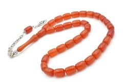 Gümüş Kaplama Kamçılı Kapsül Kesim Yemen Zar Kehribar Tesbih