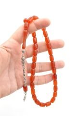 Gümüş Kaplama Kamçılı Kapsül Kesim Yemen Zar Kehribar Tesbih