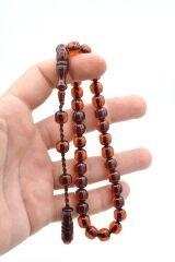 Sistemli Küre Kesim Günlük Boy Turuncu Sıkma Kehribar Tesbih 001