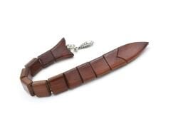 Usta İşi Sıkma Kehribar Kaplı Tik Ağacı Balık Tesbih