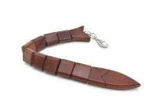 Usta İşi Sıkma Kehribar Kaplı Tik Ağacı Balık Tesbih