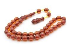 Sistemli Beyzi Kesim Günlük Boy Sarı Sıkma Kehribar Tesbih 001