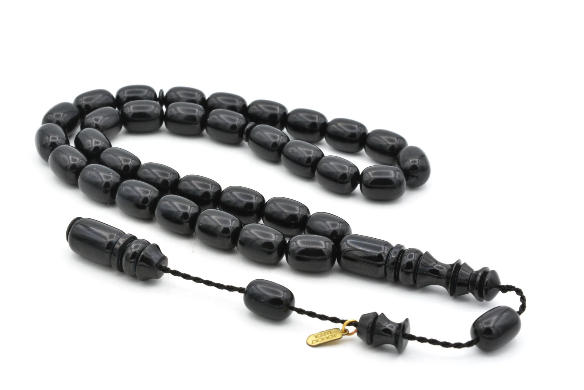 Hakkı Usta İmzalı Kapsül Kesim Siyah Katalin Tesbih