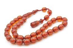 Sistemli Beyzi Kesim Günlük Boy Sarı Sıkma Kehribar Tesbih 002