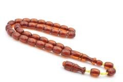 Sistemli Beyzi Kesim Günlük Boy Turuncu Sıkma Kehribar Tesbih