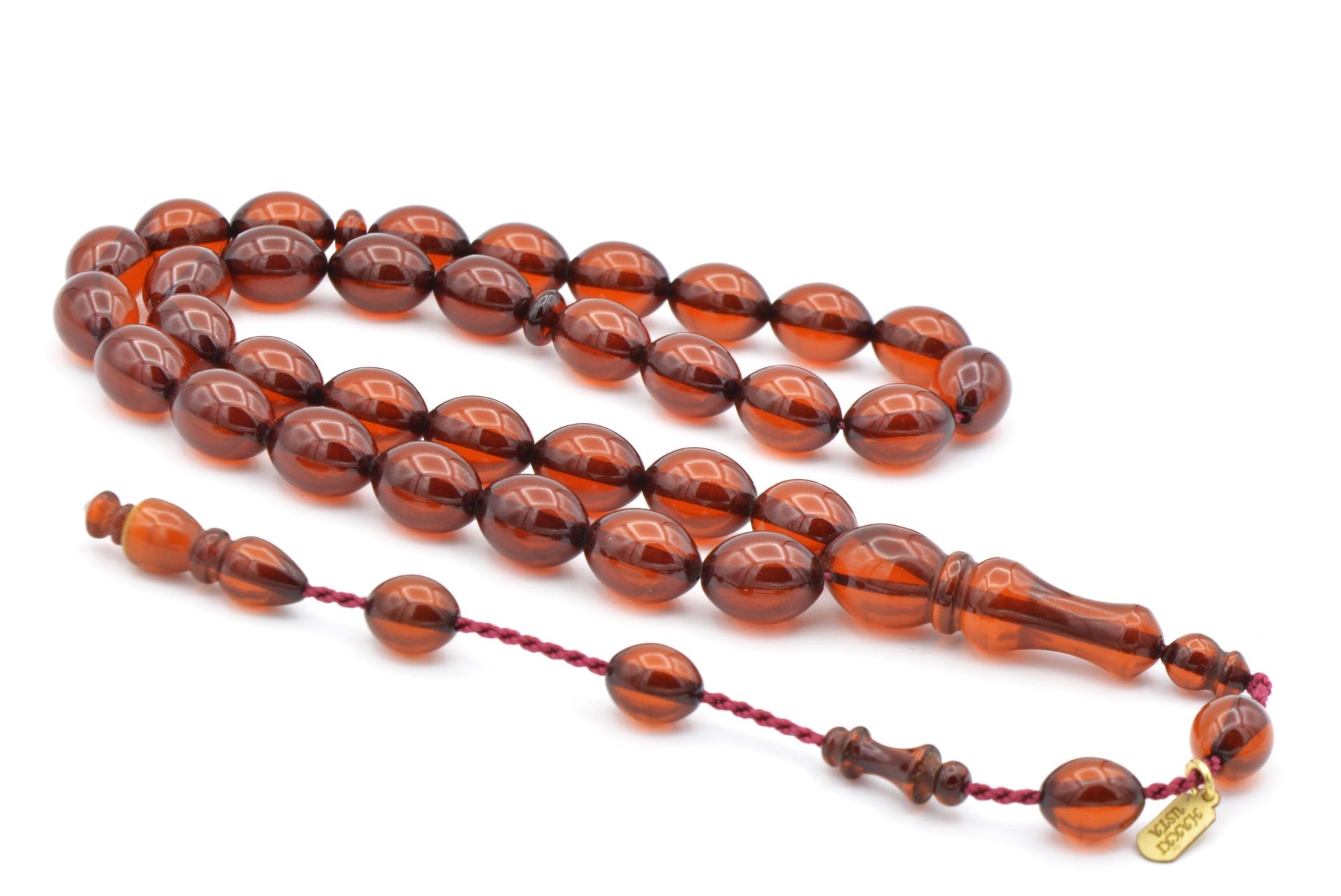 Hakkı Usta İmzalı Beyzi Kesim Fırınlı Sıkma Kehribar Tesbih