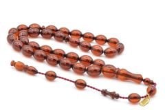 Hakkı Usta İmzalı Beyzi Kesim Fırınlı Sıkma Kehribar Tesbih