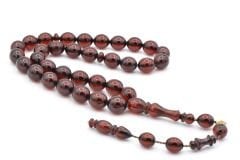 Hakkı Usta İmzalı Tombul Beyzi Fırınlı Sıkma Kehribar Tesbih