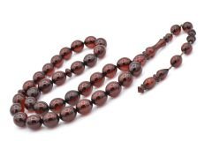 Hakkı Usta İmzalı Tombul Beyzi Fırınlı Sıkma Kehribar Tesbih