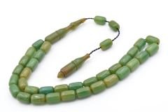 Hakkı Usta İmzalı Kapsül Kesim Turkuaz Sıkma Kehribar Tesbih