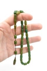 Hakkı Usta İmzalı Kapsül Kesim Turkuaz Sıkma Kehribar Tesbih