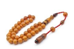 Usta İşi Sistemli Küre Kesim Çubuk Malzeme Sıkma Kehribar Tesbih 045