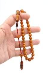 Usta İşi Sistemli Küre Kesim Çubuk Malzeme Sıkma Kehribar Tesbih 045