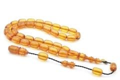 Hakkı Usta İmzalı Kapsül Kesim Şeffaf Sıkma Kehribar Tesbih