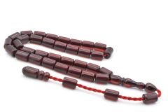 Usta İşi Sistemli Kesme Model Çubuk Malzeme Kırmızı Sıkma Kehribar Tesbih 193