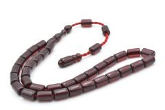 Usta İşi Sistemli Kesme Model Çubuk Malzeme Kırmızı Sıkma Kehribar Tesbih 193