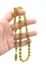 Hakkı Usta İmzalı Kapsül Kesim Yeşil Sıkma Kehribar Tesbih