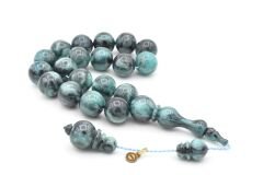 Vefa Usta İmzalı Küre Kesim Gri Mavi Sıkma Kehribar Efe Maskot Tesbih