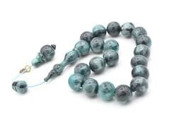 Vefa Usta İmzalı Küre Kesim Gri Mavi Sıkma Kehribar Efe Maskot Tesbih