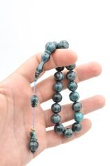 Vefa Usta İmzalı Küre Kesim Gri Mavi Sıkma Kehribar Efe Maskot Tesbih