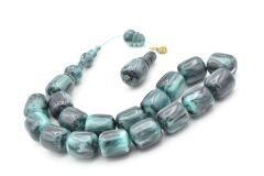 Vefa Usta İmzalı Kapsül Kesim Gri Mavi Sıkma Kehribar Efe Maskot Tesbih