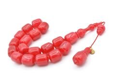 Vefa Usta İmzalı Kapsül Kesim Kırmızı Sıkma Kehribar Efe Maskot Tesbih