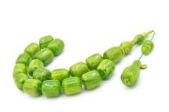 Vefa Usta İmzalı Kapsül Kesim Yeşil Sıkma Kehribar Efe Maskot Tesbih