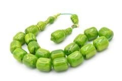 Vefa Usta İmzalı Kapsül Kesim Yeşil Sıkma Kehribar Efe Maskot Tesbih