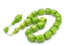 Vefa Usta İmzalı Kapsül Kesim Yeşil Sıkma Kehribar Efe Maskot Tesbih