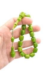 Vefa Usta İmzalı Kapsül Kesim Yeşil Sıkma Kehribar Efe Maskot Tesbih