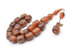 Vefa Usta İmzalı Kapsül Kesim Kahverengi Sıkma Kehribar Efe Maskot Tesbih