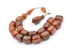 Vefa Usta İmzalı Kapsül Kesim Kahverengi Sıkma Kehribar Efe Maskot Tesbih