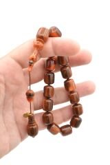 Vefa Usta İmzalı Kapsül Kesim Kahverengi Sıkma Kehribar Efe Maskot Tesbih