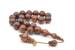 Vefa Usta İmzalı Küre Kesim Kahverengi Sıkma Kehribar Efe Maskot Tesbih