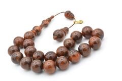 Vefa Usta İmzalı Küre Kesim Kahverengi Sıkma Kehribar Efe Maskot Tesbih