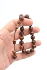 Vefa Usta İmzalı Küre Kesim Kahverengi Sıkma Kehribar Efe Maskot Tesbih