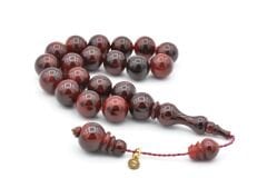 Vefa Usta İmzalı Küre Kesim Bordo Sıkma Kehribar Efe Maskot Tesbih