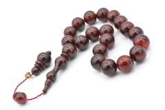 Vefa Usta İmzalı Küre Kesim Bordo Sıkma Kehribar Efe Maskot Tesbih