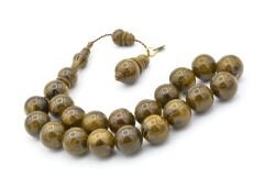 Vefa Usta İmzalı Küre Kesim Yeşil Sıkma Kehribar Efe Maskot Tesbih