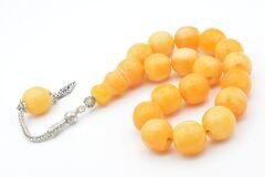 Fıçı Kesim Hareli Sarı Sıkma Kehribar Efe Maskot Tesbih