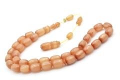 Hakkı Usta İmzalı Kapsül Kesim Simli Beyaz Sıkma Kehribar Tesbih