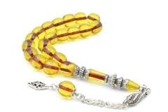 Nakkaş İmameli Fıçı Kesim Sarı Sıkma Kehribar Efe Maskot Tesbih