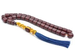 Makrome Model Fıçı Kesim Bordo Sıkma Kehribar Tesbih