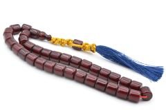 Makrome Model Fıçı Kesim Bordo Sıkma Kehribar Tesbih