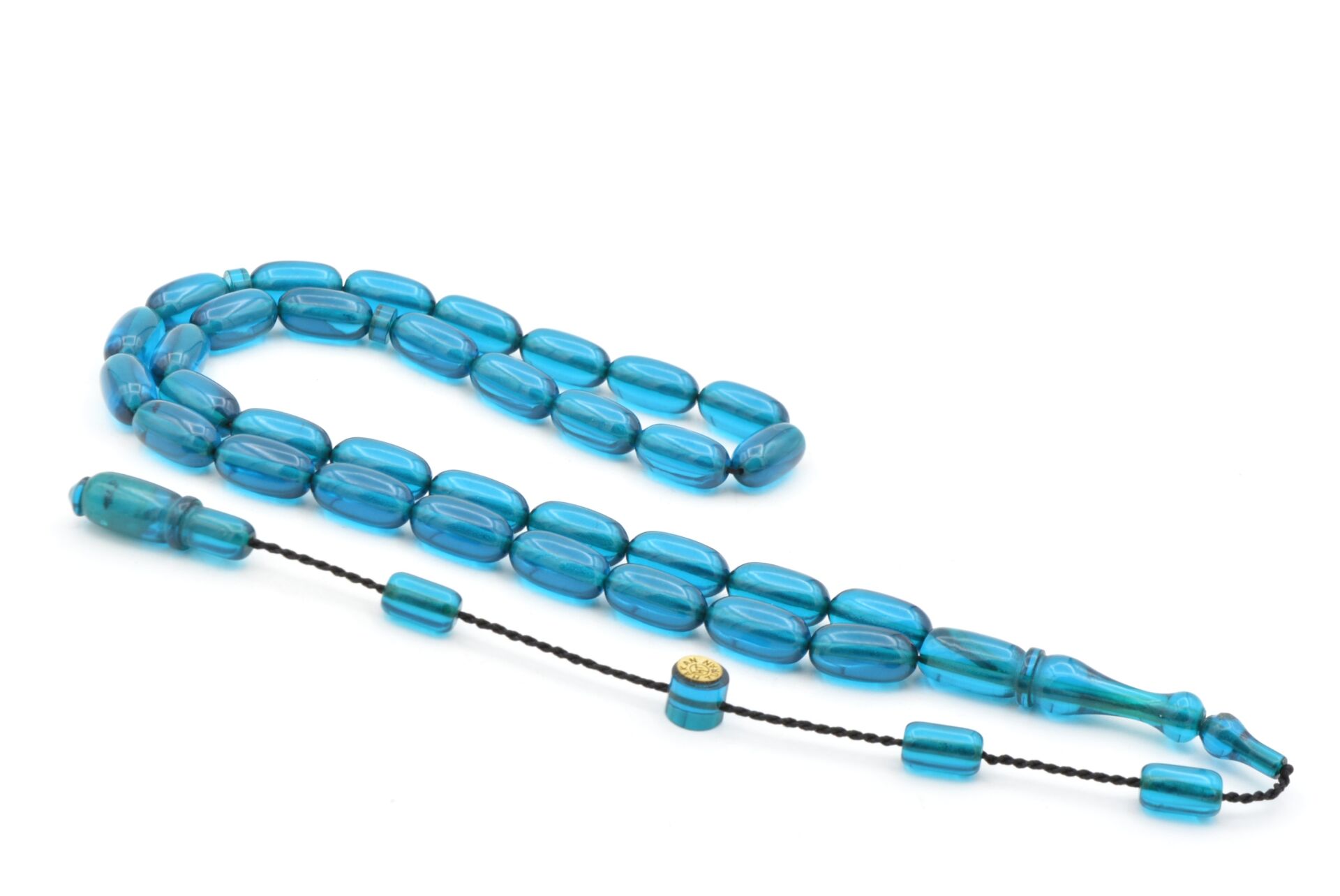 Hakan Turan İmzalı Kapsül Kesim Mavi Ateş Kehribar Tesbih