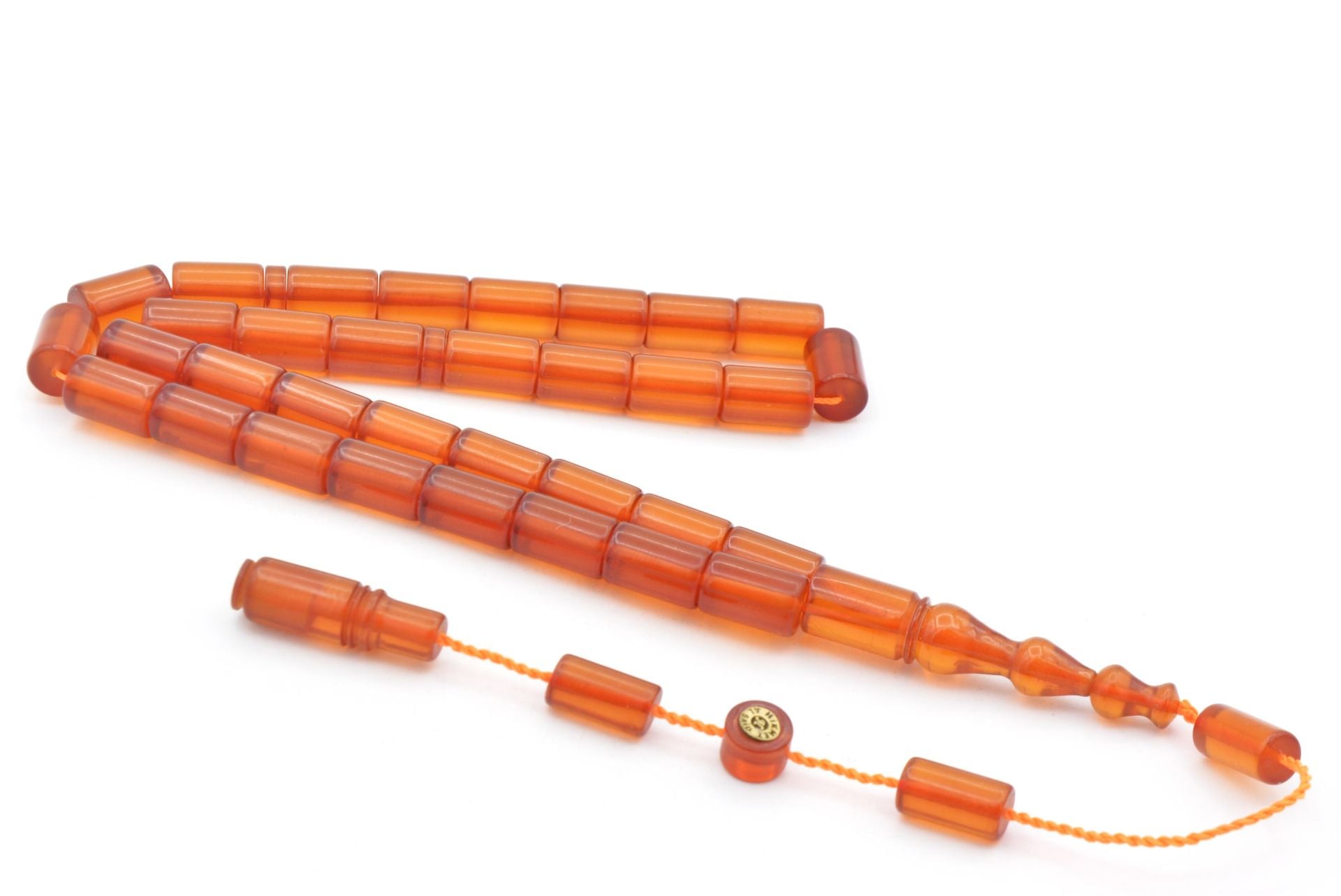 Hikmet Al Said İmzalı Kesme Model Turuncu Ateş Kehribar Tesbih