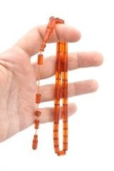 Hikmet Al Said İmzalı Kesme Model Turuncu Ateş Kehribar Tesbih