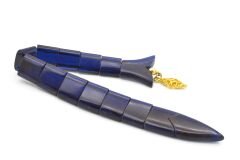 Usta İşi Lacivert Sıkma Kehribar Balık Tesbih